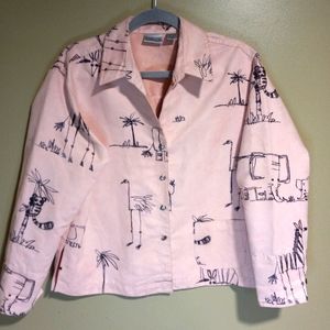 Chico's pink animal print button down jacket